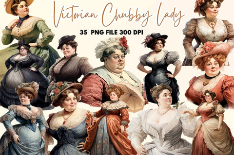 Victorian Chubby Lady Clipart Sublimation Regulrcrative 