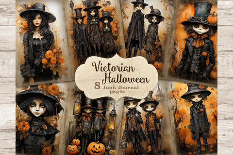 Victorian Halloween Junk Journal | Vintage Ephemera Pages SVG GlamArtZhanna 