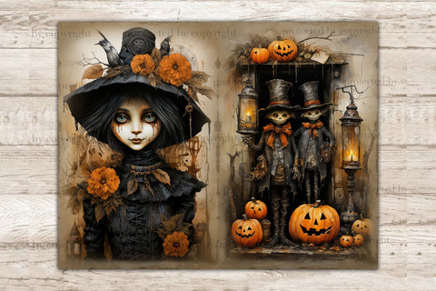 Victorian Halloween Junk Journal | Vintage Ephemera Pages SVG GlamArtZhanna 