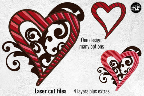 Victorian Heart layered art laser cut files SVG Angel on Empire 