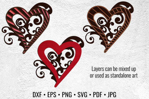 Victorian Heart layered art laser cut files SVG Angel on Empire 