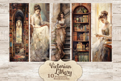 Victorian Library Bookmarks | Booklover Bookmarks Bundle SVG GlamArtZhanna 