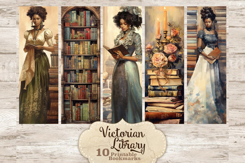 Victorian Library Bookmarks Bundle | Printable Bookmarks Set SVG GlamArtZhanna 