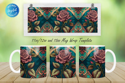 Victorian Rose 11, 12 & 15 Oz Mug Sublimation Sublimation Regulrcrative 