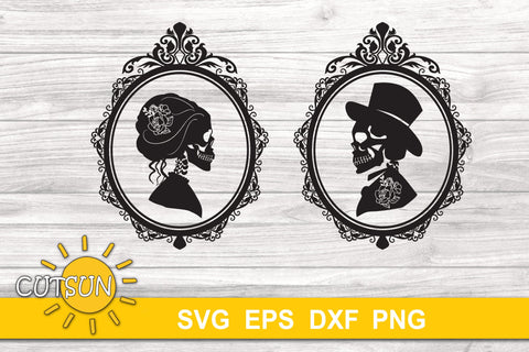 Victorian skulls in oval frames SVG | Gothic SVG SVG CutsunSVG 