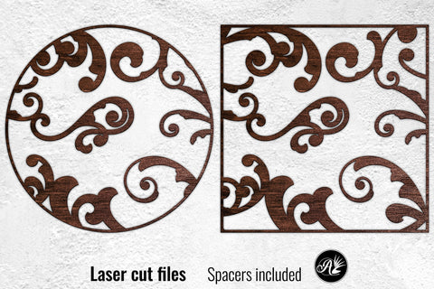 Victorian Swirls laser cut files, Round and Square SVG Angel on Empire 