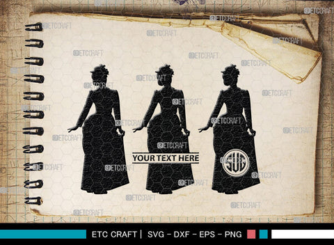 Victorian Woman Monogram, Victorian Woman Silhouette, Victorian Woman SVG, Victorian Lady Svg, Victorian Svg, SB00414 SVG ETC Craft 