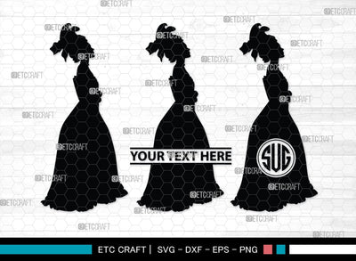 Victorian Woman Monogram, Victorian Woman Silhouette, Victorian Woman SVG, Victorian Lady Svg, Victorian Svg, SB00414 SVG ETC Craft 