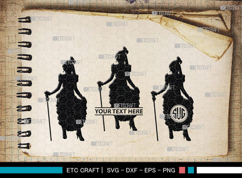 Victorian Woman Monogram, Victorian Woman Silhouette, Victorian Woman SVG, Victorian Lady Svg, Victorian Svg, SB00414 SVG ETC Craft 