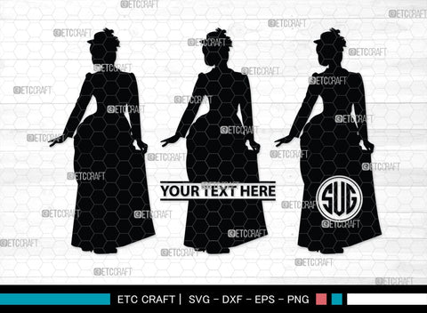 Victorian Woman Monogram, Victorian Woman Silhouette, Victorian Woman SVG, Victorian Lady Svg, Victorian Svg, SB00414 SVG ETC Craft 