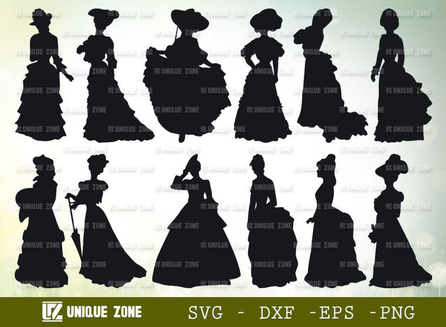 Victorian Woman SVG Cut File | Victorian Lady Svg | Victorian Svg | Vintage Lady Svg | Parasol Lady Svg | SVG Unique Zone 