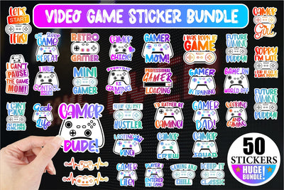 Video Game Printable Sticker Bundle Gamer Sticker Bundle Gaming Sticker Bundle Sublimation Whistlepig Designs 