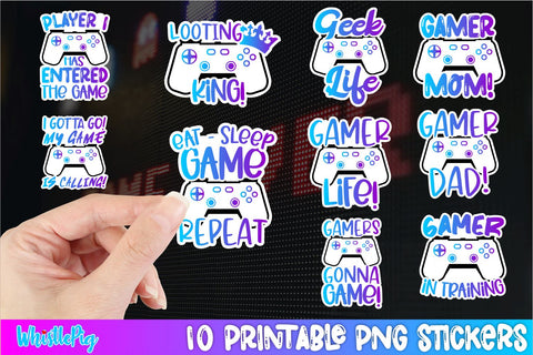 Video Game Printable Sticker Bundle Gamer Sticker Bundle Gaming Sticker Bundle Sublimation Whistlepig Designs 