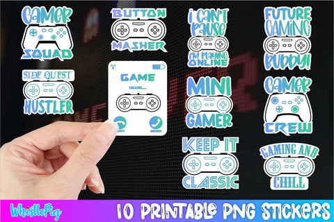 Video Game Printable Sticker Mini Bundle 5 Sublimation Whistlepig Designs 