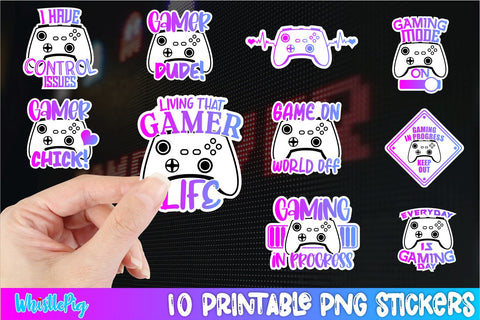Video Game Printable Stickers Mini Bundle 1 Sublimation Whistlepig Designs 