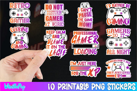 Video Game Printable Stickers Mini Bundle 3 Sublimation Whistlepig Designs 