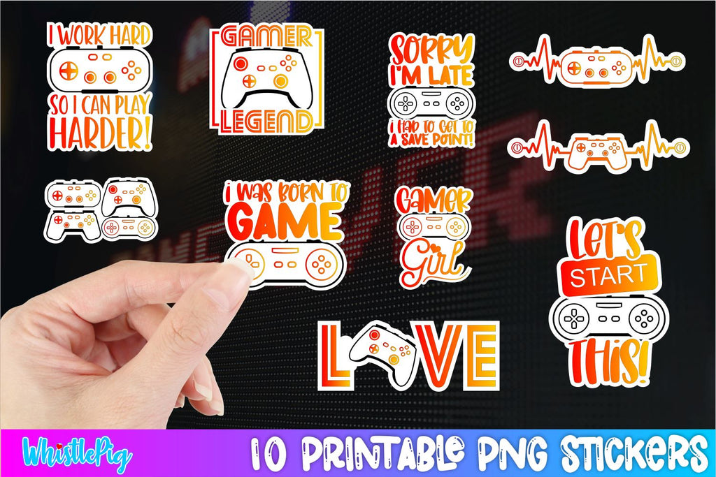 Video Game Printable Stickers Mini Bundle 4 - So Fontsy