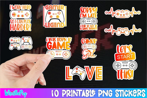 Video Game Printable Stickers Mini Bundle 4 Sublimation Whistlepig Designs 