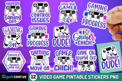 Video Game Printable Stickers PNG Bundle Sublimation Regulrcrative 