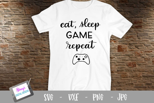 Video Game SVG - Eat sleep game repeat design for gamer SVG Stacy's Digital Designs 