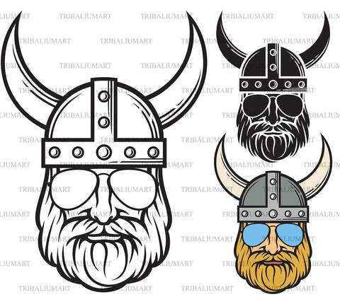 Viking head with aviator sunglasses SVG TribaliumArtSF 