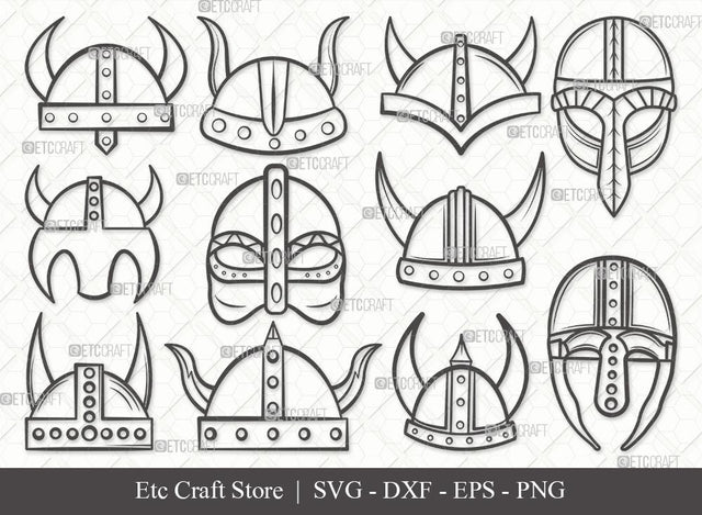 Viking Helmet Outline SVG Cut File | Helmet With Horns Svg | Helmet Svg | Horned Helmet Svg | Bundle SVG ETC Craft 