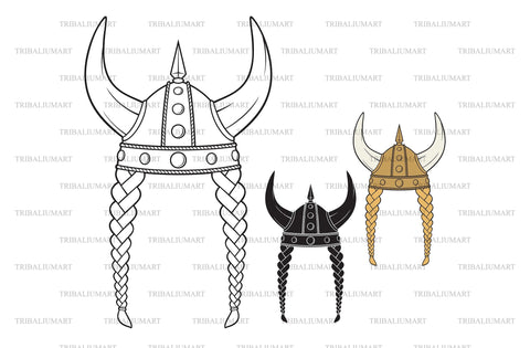 Viking helmet with braids SVG TribaliumArtSF 