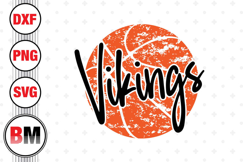 Vikings Distressed Basketball SVG, PNG, DXF Files SVG BMDesign 