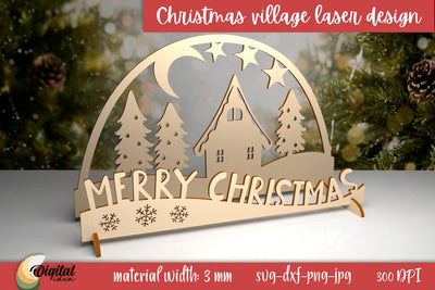 Village Silhouette Laser Cut. Christmas Village Laser Cut. Christmas SVG. SVG Evgenyia Guschina 