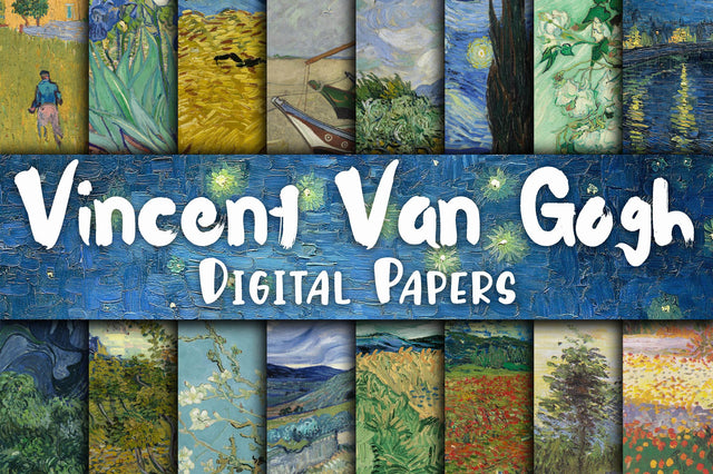 Vincent Van Gogh Paintings Digital Papers Sublimation Old Market 