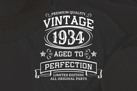 Vintage 1934 Svg, Vintage Birthday svg, limited edition svg, funny birthday SVG, 1934 aged to perfection svg, All Original Parts svg SVG Fauz 