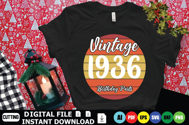 Vintage 1936 Birthday Parts SVG Shahin alam 