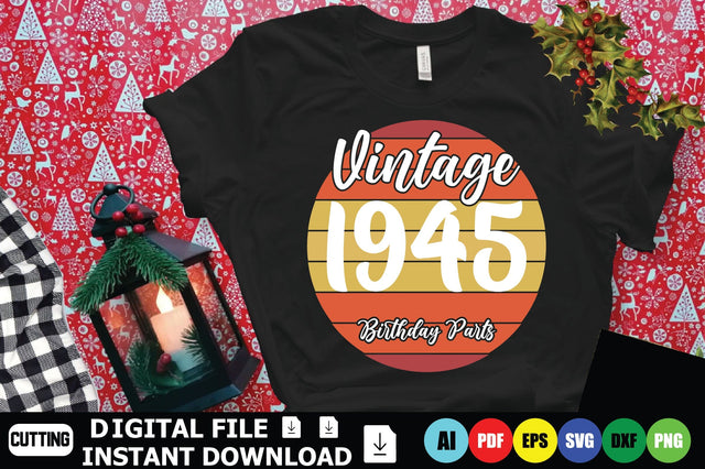 Vintage 1945 Birthday Parts SVG Shahin alam 