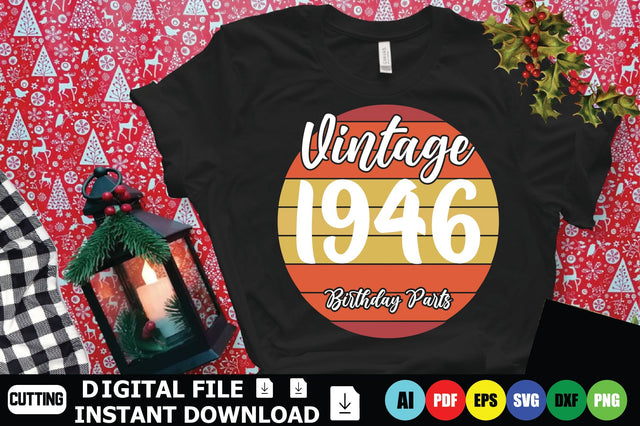 Vintage 1946 Birthday Parts SVG Shahin alam 