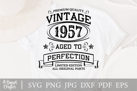 Vintage 1957 Svg, Vintage Birthday svg, limited edition svg, funny birthday SVG, 1957 aged to perfection svg, All Original Parts svg SVG Fauz 