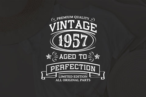 Vintage 1957 Svg, Vintage Birthday svg, limited edition svg, funny birthday SVG, 1957 aged to perfection svg, All Original Parts svg SVG Fauz 