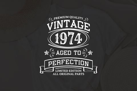 Vintage 1974 Svg, Vintage Birthday svg, limited edition svg, funny birthday SVG, 1974 aged to perfection svg, All Original Parts svg SVG Fauz 