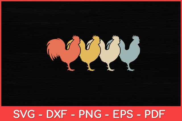 Vintage 1980s Retro Rooster Poultry Farmer Chicken Svg Design SVG artprintfile 