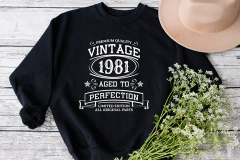 Vintage 1981 Svg, Vintage Birthday svg, limited edition svg, funny birthday SVG, 1981 aged to perfection svg, All Original Parts svg SVG Fauz 
