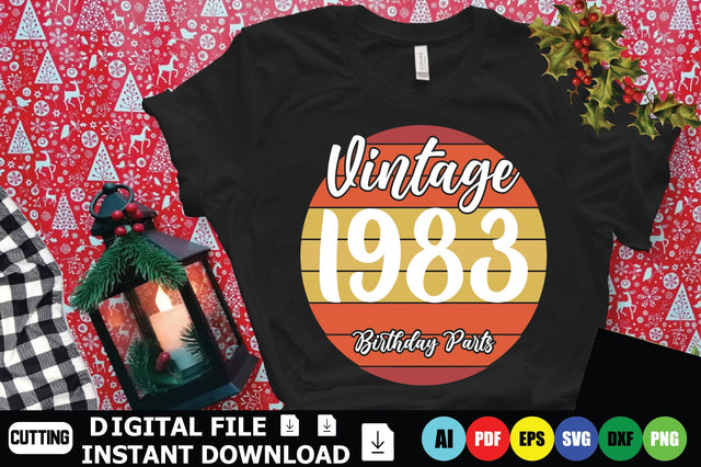 Vintage 1983 Birthday Parts SVG Shahin alam 