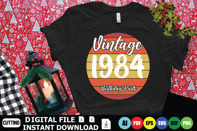 Vintage 1984 Birthday Parts SVG Shahin alam 