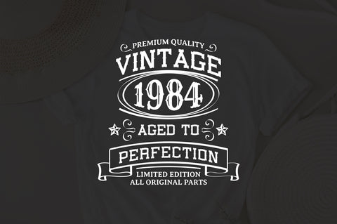 Vintage 1984 Svg, Vintage Birthday svg, limited edition svg, funny birthday SVG, 1984 aged to perfection svg, All Original Parts svg SVG Fauz 