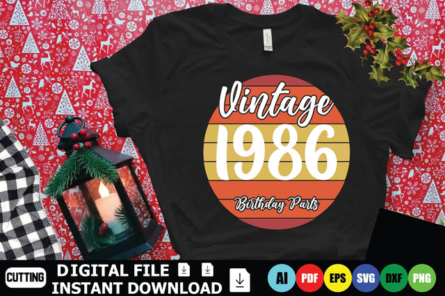 Vintage 1986 Birthday Parts SVG Shahin alam 