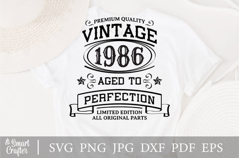 Vintage 1986 Svg, Vintage Birthday svg, limited edition svg, funny birthday SVG, 1986 aged to perfection svg, All Original Parts svg SVG Fauz 