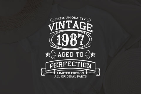 Vintage 1987 Svg, Vintage Birthday svg, limited edition svg, funny birthday SVG, 1987 aged to perfection svg, All Original Parts svg SVG Fauz 