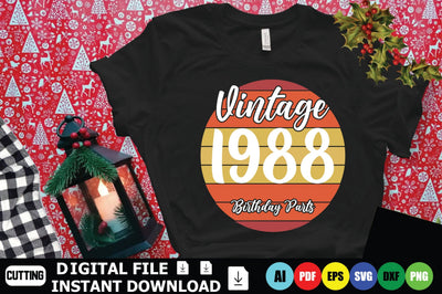 Vintage 1988 Birthday Parts SVG Shahin alam 