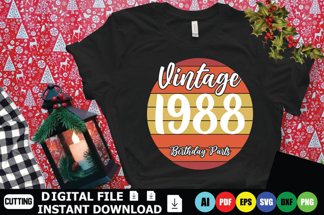 Vintage 1988 Birthday Parts SVG Shahin alam 