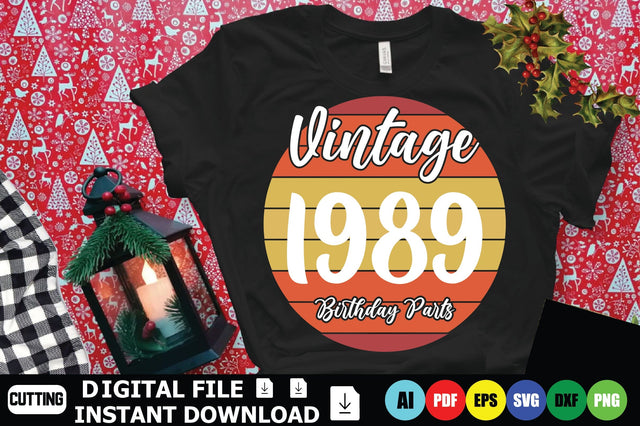 Vintage 1989 Birthday Parts SVG Shahin alam 