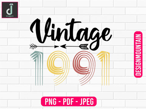 Vintage 1991 png design, Birthday Png, Birthday Sublimation, Birthday Bundle design Sublimation Alihossainbd 