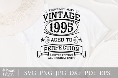 Vintage 1995 Svg, Vintage Birthday svg, limited edition svg, funny birthday SVG, 1995 aged to perfection svg, All Original Parts svg SVG Fauz 